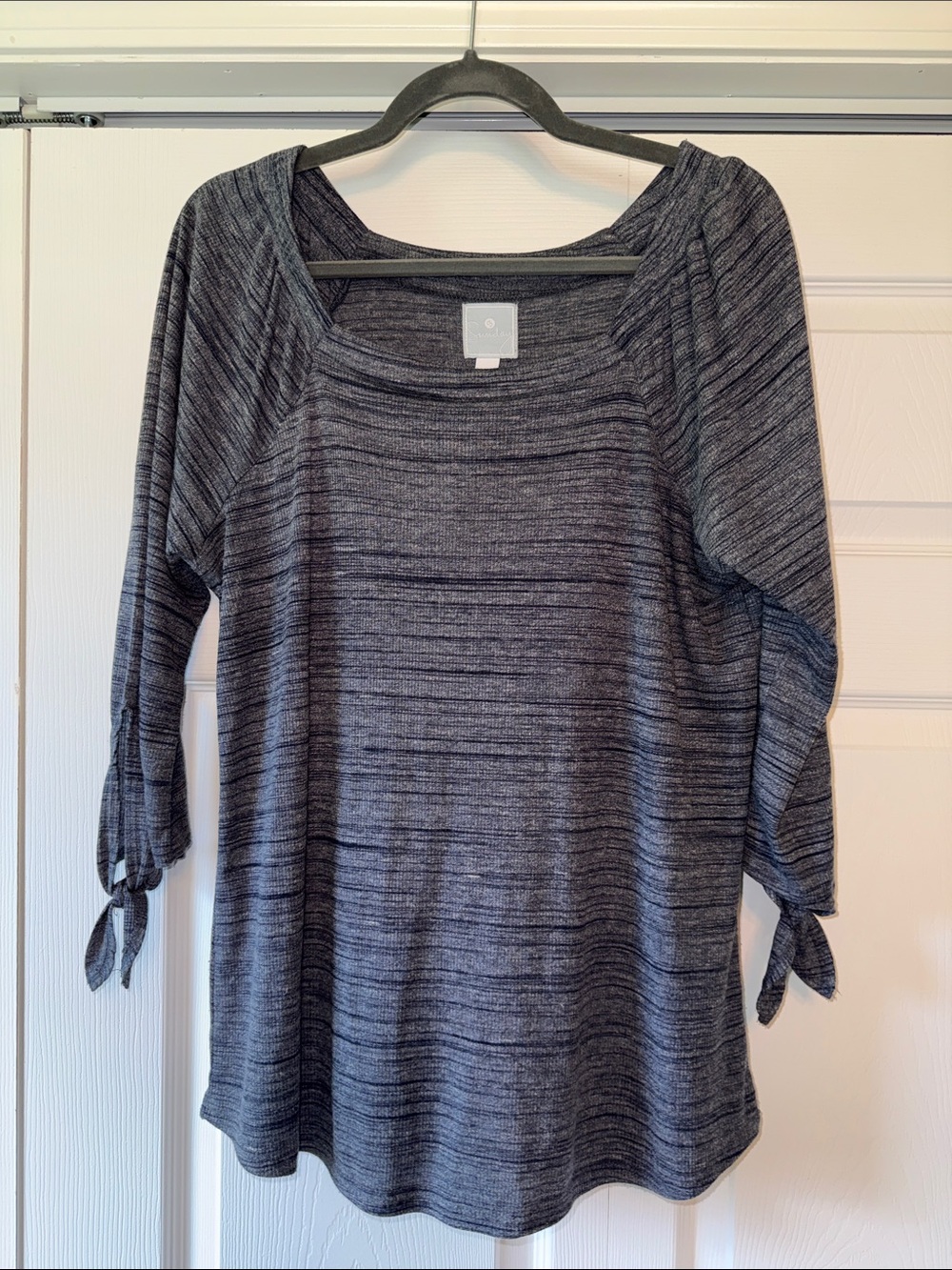 Sunday Heathered Charcoal/Navy Tie-Sleeve Tunic